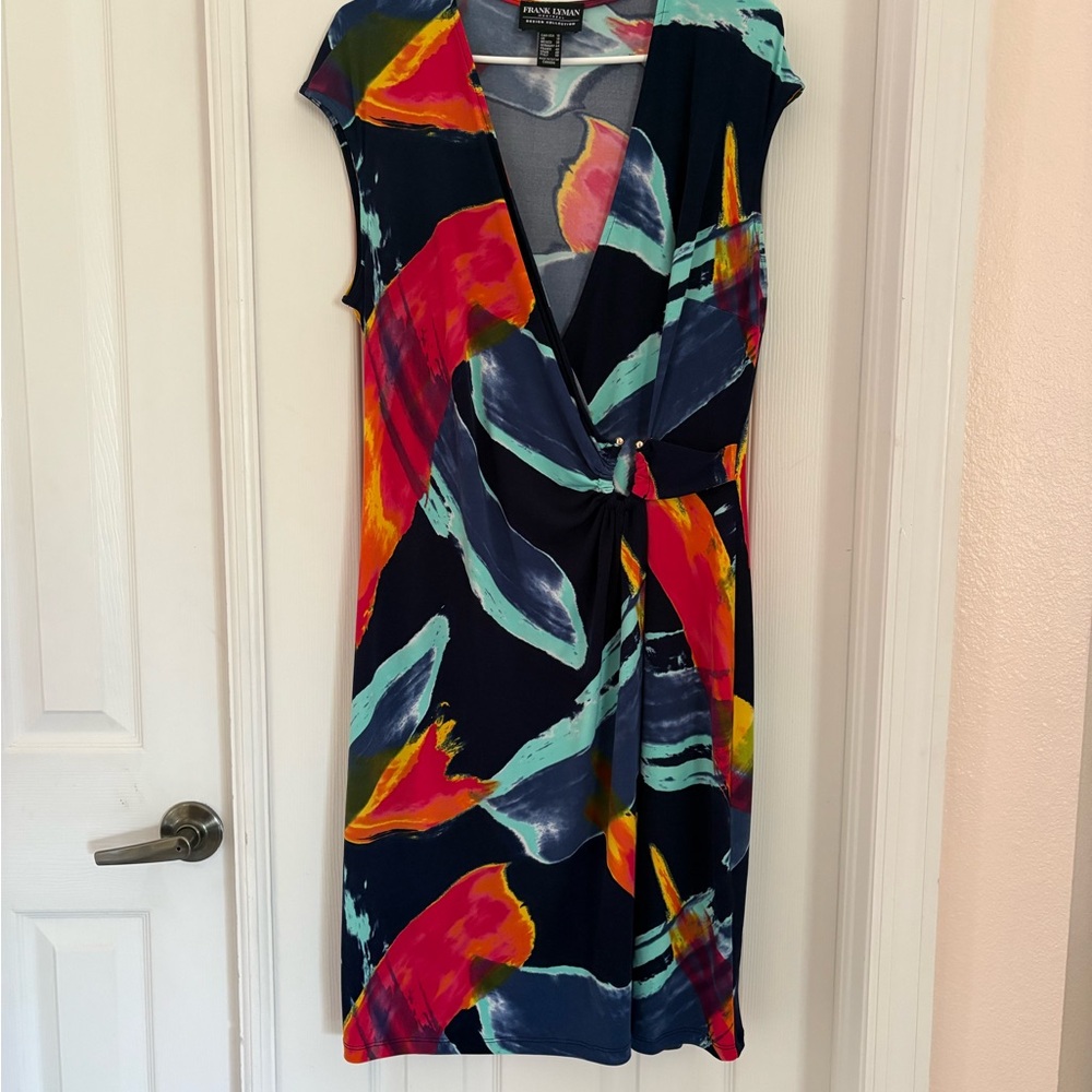 Frank Lyman Design Colorful Abstract Midi Dress